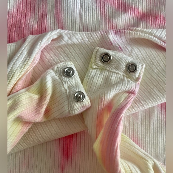 NWT AFRM Hara Ribbed Tie Dye Bodysuit in Blanc Spiral Sz L Large - Picture 7 of 9